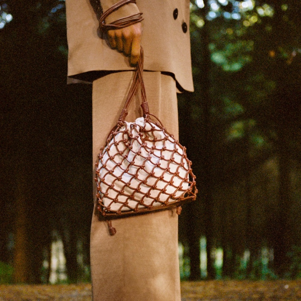 Zara Brown Knotted Mini Crossbody Bag